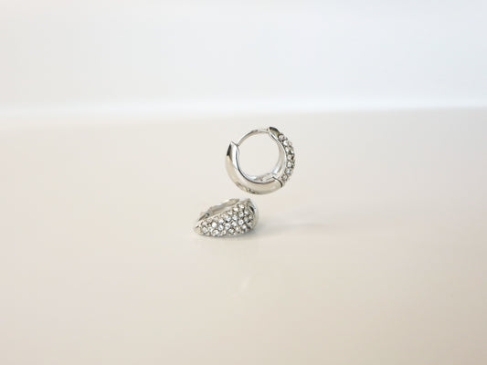 Olive Silver Hoops